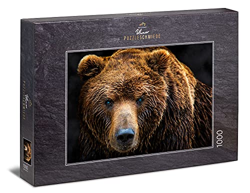 Ulmer Puzzleschmiede - Puzzle Grizzly: Puzzle de 1000 Piezas - el Oso en Primer Plano - un Moderno Rompecabezas Animal