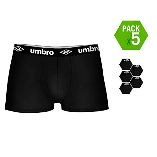 Umbro Set de 5 boxers (5MULTICOLOR) -100% 35% algodón / 65% poliéster -color negro(3)/gris(1)/azul(1) Bóxer, PACK 05 T040-2, M Hombre