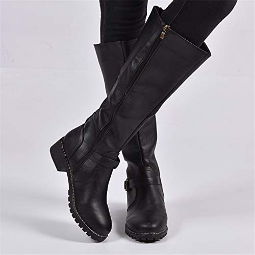 UMore Botas Altas Invierno Mujer, Camfosy Botas de Nieve Caña Ancha Zapatos Mujer Cuña Planos Sintética Peluche Jinete Bajo Cómodos Peludas Calentitas 2021