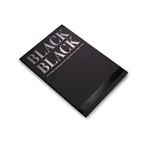 Unbekannt Fabriano Black Block-Papel Negro Profundo con Acabado Mate sin Revestimiento, 300 g/m², DIN A3, 20 Hojas, Ideal para Pastel, lápices de Colores y rotuladores, Blanco