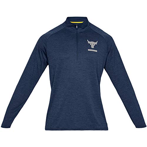 Under Armour Project Rock Tech 1/2 Zip T-Shirt Media Cremallera, Academy Blue (408)/Reflectante, S para Hombre