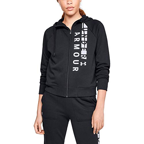 Under Armour Sudadera con Capucha Y Cremallera Completa De Tejido Fleece UA Rival, Mujer, blk/Wht/Wht, SM