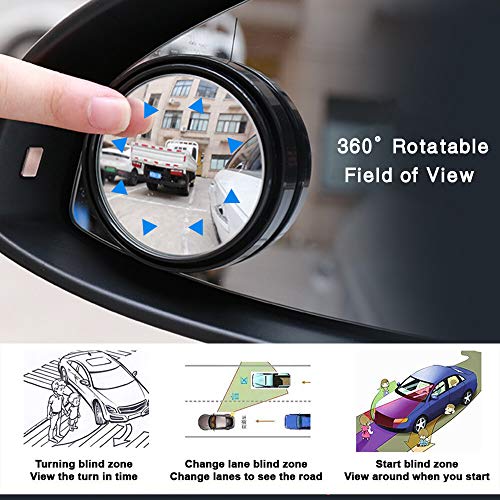 Uni-Fine 2 piezas Blind Spot Espejo Espejo de Punto Muerto Rotación de 360° Retrovisores de ángulo Muerto Espejo de Punto Ciego Convexo de Gran Angular Ajustable para Automóviles, SUV, Motocicletas