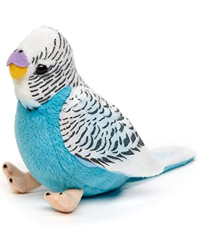 Uni-Toys - Periquito (Azul) con Voz Sonora - 12 cm (Altura) - Pájaro - Peluche de Peluche