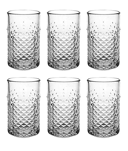 UNISHOP Set de 6 Vasos de Agua y Bebidas Alcohólicas, Vasos de Cristal Transparentes de 450ml, Aptos para Lavavajillas y Microondas