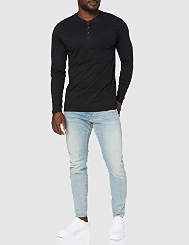 Urban Classics Basic Henley L/S tee Sudadera, Negro (Black 7), Medium para Hombre