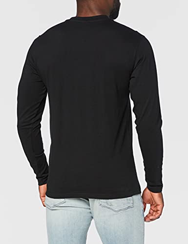 Urban Classics Basic Henley L/S tee Sudadera, Negro (Black 7), Medium para Hombre