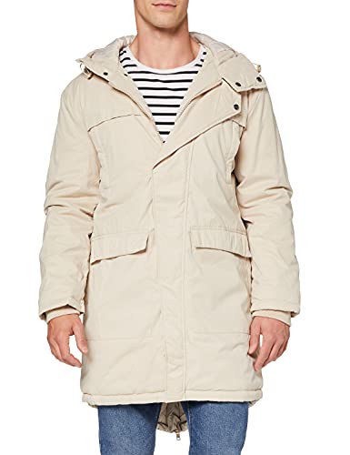 Urban Classics Cotton Peached Canvas Parka Chaqueta, Elfenbein (Sand 208), Small para Hombre