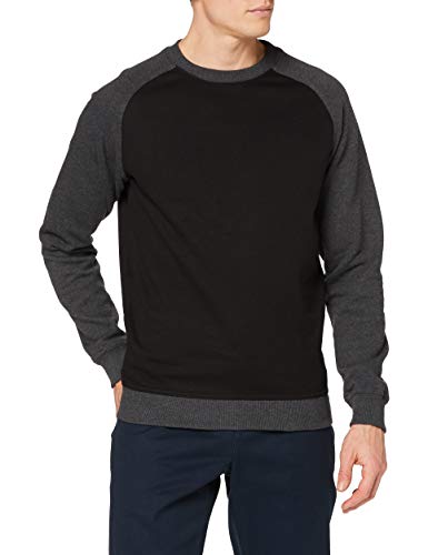 Urban Classics Cuello Redondo raglán de 2 Tonos Suéter, Multicolor (Blk/Cha 445), XXXXXL para Hombre