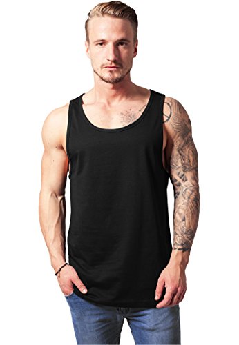 Urban Classics Jersey Big Tank Top Camisa, Negro (Black), L para Hombre