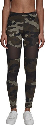 Urban Classics, Ladies Camo Tech Mesh Leggings, con Malla Transparente, Material Opaco - Pantalones Deportivos, Color: camo/negro, Tallas: M