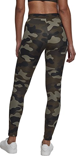 Urban Classics, Ladies Camo Tech Mesh Leggings, con Malla Transparente, Material Opaco - Pantalones Deportivos, Color: camo/negro, Tallas: M