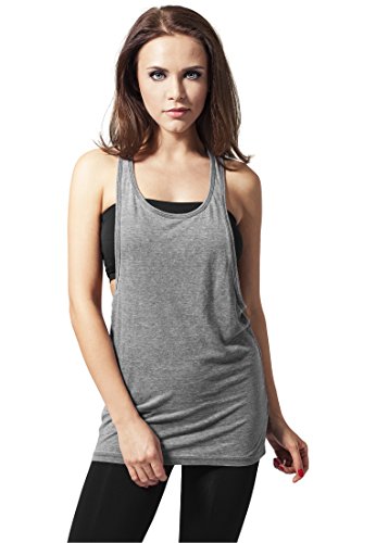 Urban Classics Ladies Loose Burnout Tanktop Camiseta de Deporte, Mujer, Gris Oscuro, M