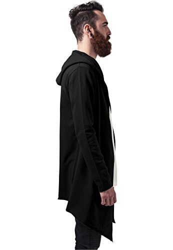 Urban Classics Long Hooded Open Edge Cardigan Sweater, Black, L para Hombre