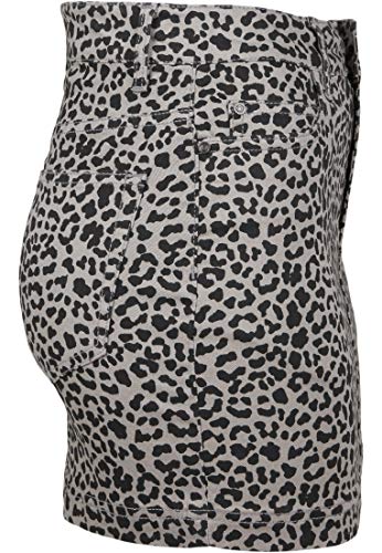 Urban Classics Rock Ladies All-Over-Print Twill Mini Skirt Falda, Gris (Grey Leo 02064), Medium para Mujer