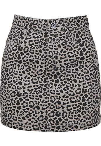 Urban Classics Rock Ladies All-Over-Print Twill Mini Skirt Falda, Gris (Grey Leo 02064), Medium para Mujer