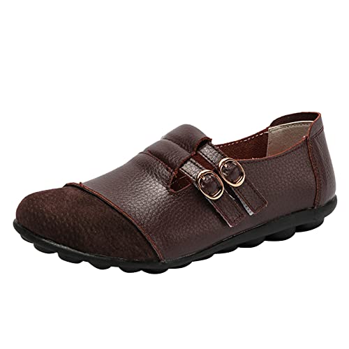 URIBAKY - Zapatos para mujer con hebilla de color uniforme, café, 41 EU