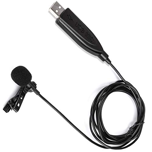 USB Microphone, Gyvazla Omnidirectional Condenser Lavalier Lapel Clip on Mic for Computer, Laptop, Podcast, Interviews, Network singing, Skype, MSN, Audio Video Recording [Plug and Play]