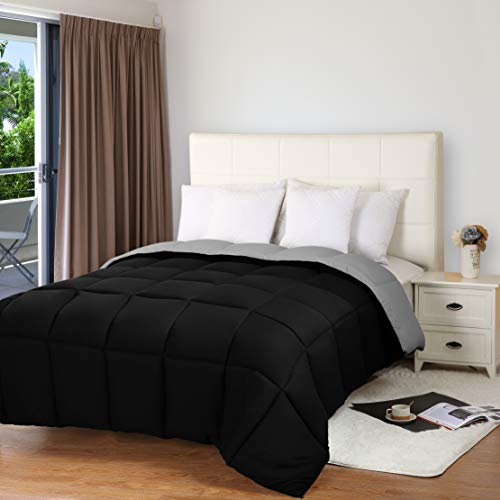 Utopia Bedding Edredón Nórdico - Primavera-Verano Edredón (230 x 260 cm) - Reversible (Bicolor) - Gris y Negro