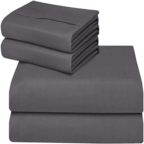 Utopia Bedding Juego Sábanas de Cama - Microfibra Cepillada - Sábanas y Fundas de Almohada (Cama 150, Gris)