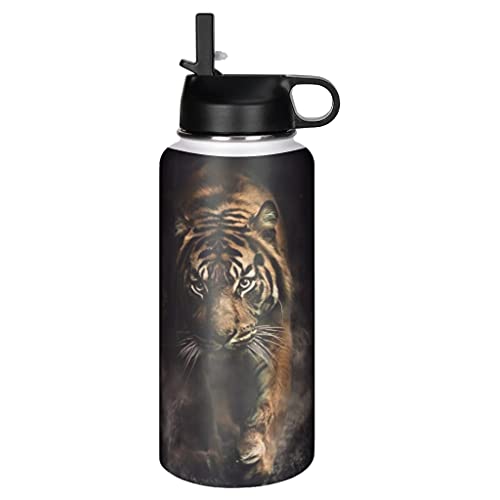 Vaso de agua de viaje de acero inoxidable Wild Tiger con tapa de pajita simple para acampar blanco 1000 ml (32 oz)