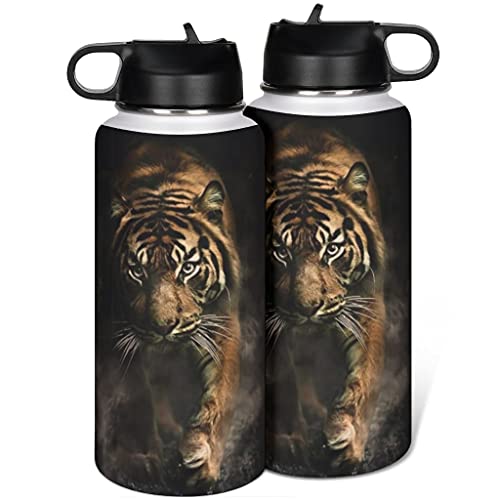 Vaso de agua de viaje de acero inoxidable Wild Tiger con tapa de pajita simple para acampar blanco 1000 ml (32 oz)