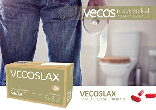 Vecoslax para ayudar con el estreñimiento ocasional – Suplemento alimenticio con efecto laxante para contribuir en la regularidad intestinal para ir al baño– Aloe Vera, frángula y hojas de sen