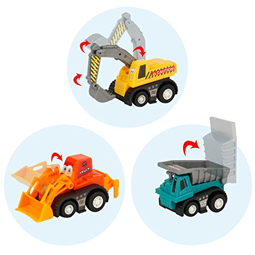 Vehículos de Construcción Mini Coches Juguetes Niños Set de Camiones Niña 3 4 5 Años (9 Pedazos)