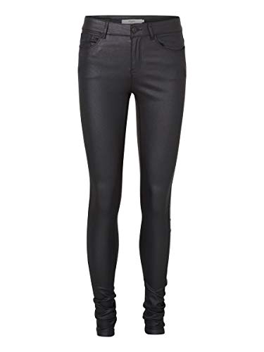 Vero Moda Vmseven NW SS Smooth Pants Noos Pantalones, Negro (Black/Coated), 38W / 30L para Mujer