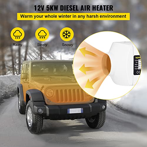 VEVOR Calentador de Aire Diesel 12 V 8 kW, Calefacción Estacionaria Diesel -40 °C - +80 °C, Calentador de Estacionamiento Diesel Calefacción Estática Furgoneta Diesel Calentador Coche con Pantalla LCD