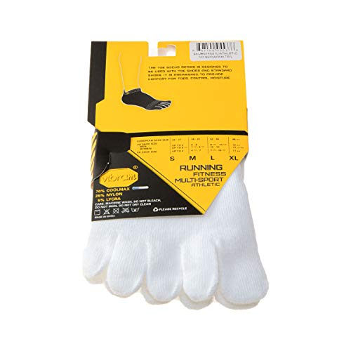 Vibram Five Fingers Athletic No Show Calcetín, Unisex Adulto, Blanco, Large