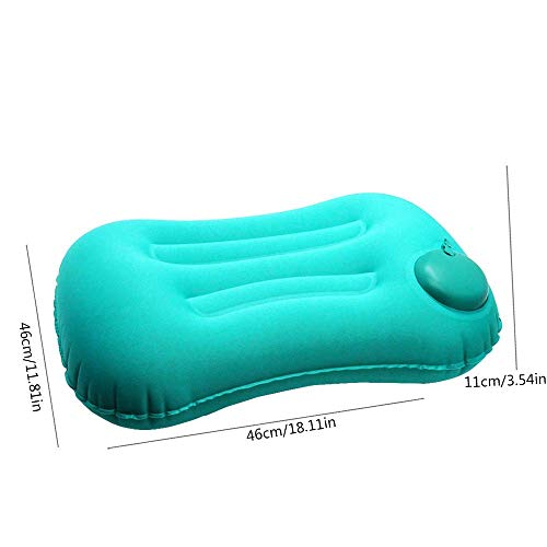 Vicksongs Almohada Hinchable de Playa, Almohada Camping, Almohada de Viaje Inflable, Almohada Inflable Ultraligera, Adecuado para Camping & Playa Soporta Cuello Cintura Almohada Hinchable (Azul-verde)