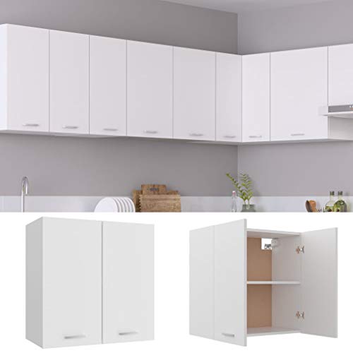 vidaXL Armario de Cocina Muebles Mobiliario Duradero Mesa de Trabajo Almacenamiento Cuencos Platos Ollas Alacena de Aglomerado Blanco 60x31x60 cm