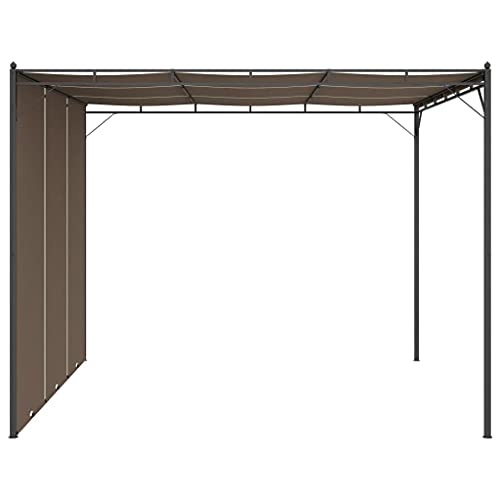 vidaXL Cenador de Jardín con Cortina LateralPérgola Patio Toldo Sombrilla Parasol Tienda Carpa Marquesina Desmontable Gris Taupe 4x3x2,25 m