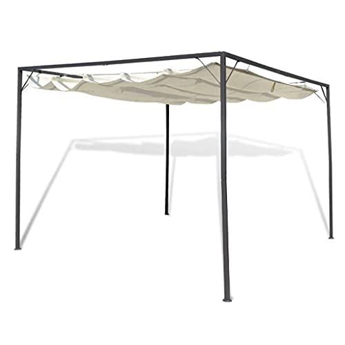 vidaXL Cenador de Jardín con Techo Retráctil Pérgola Patio Toldo Carpa de Celebraciones Fiesta Desmontable Bodas Gris Taupe 3x3m 180 g/m²