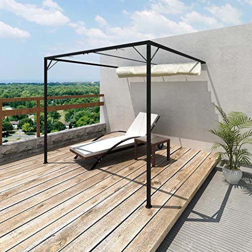 vidaXL Cenador de Pared de Jardín con Tejado Retráctil Pérgola Patio Toldo Carpa de Celebraciones Fiesta Desmontable Bodas Gris Taupe 3x3m