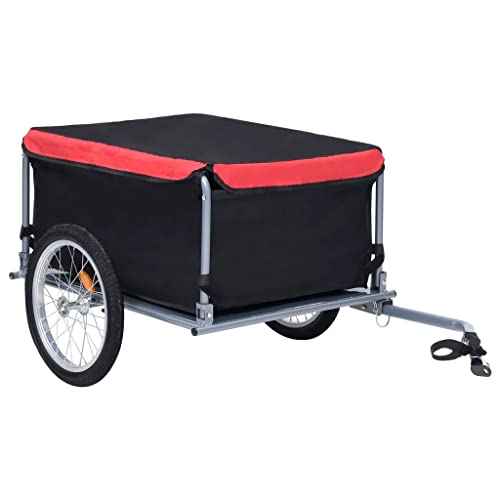 vidaXL Remolque de Carga para Bicicletas Carrito para Equipaje Carro de Mano Comestibles Equipamiento de Camping Duradero Gris y Naranja 65 kg