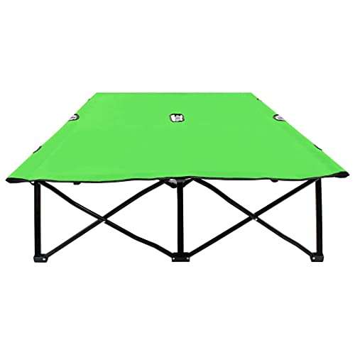 vidaXL Tumbona Plegable para 2 Personas Cama Catre Portátil de Camping Terraza Dormir Descansar Acampar para Parque Playa Patio Acero Azul