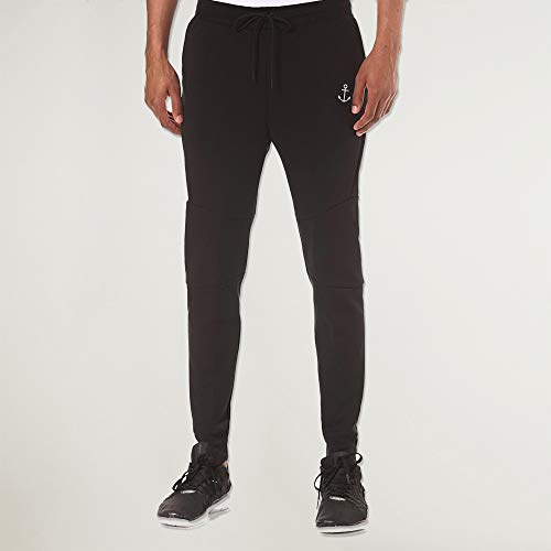 VIENTO After Ride Pantalones Jogger para Hombre (Negro, XL)