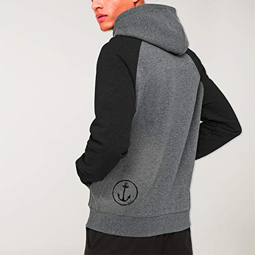 VIENTO Baseball Sport Anchor Logo Sudadera para Hombre (Gris/Negro, L)