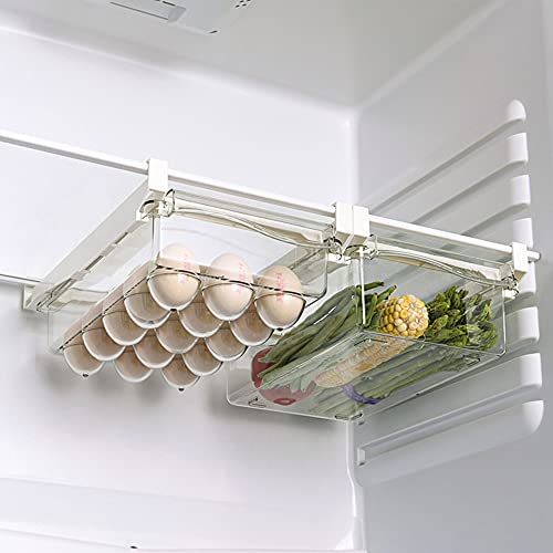 Viesap Organizador de Cajones Para Frigorífico, 2 Pack Caja de Almacenamiento del Refrigerador, Cajón Nevera Extraíble Organizador de Almacenamiento,Huevos Frutas Verduras, Para Cocina y Refrigerador