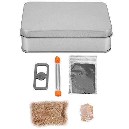 VIFERR Starter Flint and Steel Kit English Flint and Steel Fire Start Tools Kit con Caja de hojalata con bisagras Fire Striker Outdoor Camping