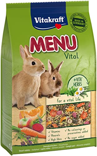 Vitakraft - Menú Premium Vital para Conejos con Cereales, Manzanas y Verduras, Alimento Principal - 3 kg