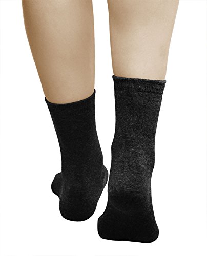 vitsocks Calcetines Lana MERINO 80% Calientes Mujer (3 PARES) Suaves Transpirables, lisos negro, 39-42