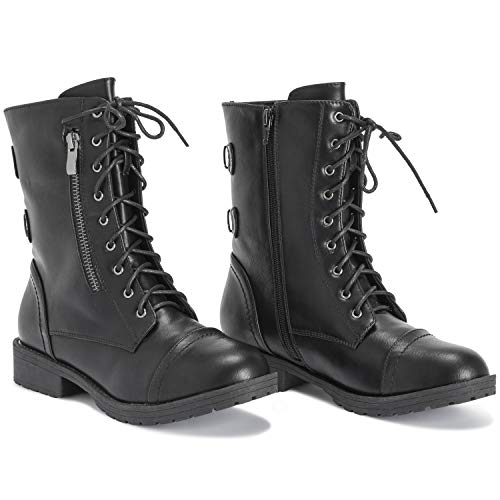 Viva - Botas de media caña con bolsillo exterior y cremallera para mujer, color Negro, talla 39 EU