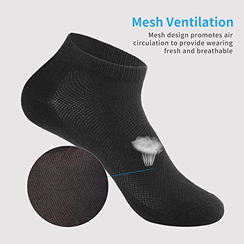 VoJoPi Calcetines Running Hombre, 5 Pares Algodon Calcetines Deporte Tobilleros, Calcetines Hombres Cortos con Anti-Rozaduras y Transpirables, para Fitness, Maratón, Tenis 39-46 - Negro