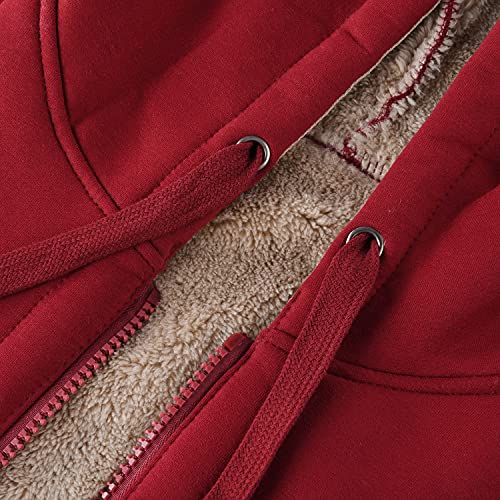 Voqeen Sudadera con Capucha para Mujer Invierno Cálido Sherpa Forrado Chaqueta Deportivo con Cremallera Suéter Abrigo Manta de Lana Suave y Acogedora con Bolsillo