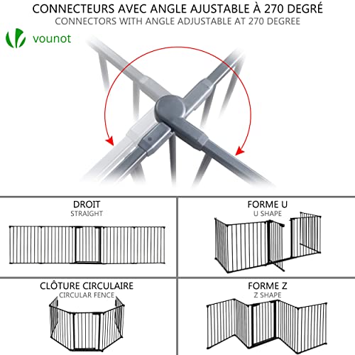 VOUNOT Barrera de Seguridad para Niños o Perros, Reja de Protección para Chimenea 3 m, Negra