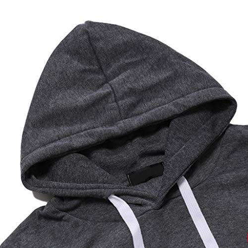 VPASS Sudaderas con Capucha, Sudadera para Hombre de Manga Larga otoño Invierno Casual abrigo Camisas Blusa Top chándales Color sólido Hombres Manga Larga Chaqueta Abrigo