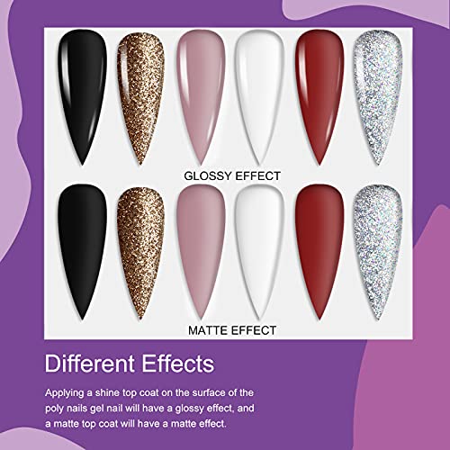 Vrenmol Poly Nail Gel Set - Juego de uñas de gel de extensión de uñas con purpurina 6 colores Gel constructor para uñas Juego de manicura para mejoramiento de uñas para técnico de uñas profesional